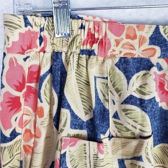 TALBOTS VTG Linen Blend Floral Crop/Ankle  Pant Size 12W. - Picture 6 of 12
